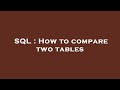 SQL : How to compare two tables