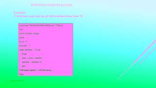 repetition delphi(while loop)