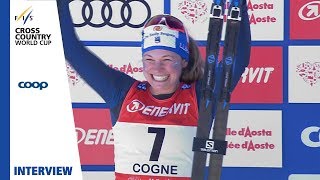 Jessica Diggins | "So fun to be in Italy" | Cogne | Ladies' Sprint | FIS Cross Country