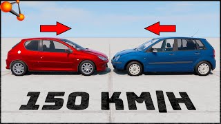 PEUGEOT 206 vs VW POLO! 150 Km/H CRASH TEST! - BeamNg Drive