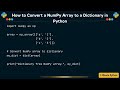 How to Convert a NumPy Array to a Dictionary in Python
