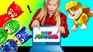 ASSISTANT Rescues Puppy Dog Pals at the PJ Masks Headquarters Toy Parody