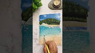 Beach painting✨  #shorts #painting #easy #art #ashortaday #acrylic #beach #drawing #beginner #animal
