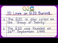 10 lines on G20 2023 essay writing / Essay on G20 summit in English / G20 summit essay #g20