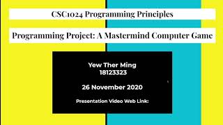 18123323: CSC1024 - Mastermind Presentation
