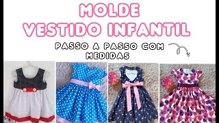 COMO FAZER MOLDE VESTIDO INFANTIL - TAMANHOS P, M, G | HOW TO MAKE A CHILDREN'S DRESS MOLD