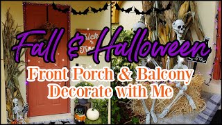 FALL & HALLOWEEN FRONT PORCH & BALCONY DECORATE WITH ME | 2021 FALL & HALLOWEEN OUTDOOR DECOR IDEAS