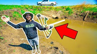 Bow Fishing NASTY SEWER for BIG FISH!!! (CATCH CLEAN COOK) - 2 Fish 1 Shot