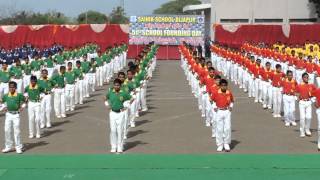 Sainik School Bijapur, Anniversary, Mass PT, entry to Quadrangle, 15 Sept 2014
