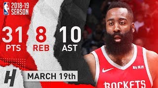 James Harden NASTY Highlights Rockets vs Hawks 2019.03.19 - 31 Pts, 8 Reb, 10 Assists!