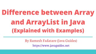 Difference between Array and ArrayList in Java | Java Interview