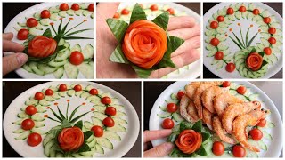 Vegetable Carving Garnish | Tomato Rose | Cucumber Garnish