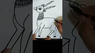 learn how to draw deer in Madhubani painting #shorts#painting #artwork #mithila art