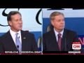 Lindsey Graham & Rick Santorum Wrestle Over Birthright Citizenship   CNN Debate 09:16:2015