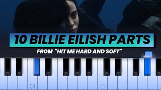 10 Billie Eilish Song parts from 'Hit Me Hard And Soft' (Piano Tutorials)