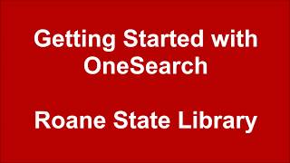 Getting Started with OneSearch