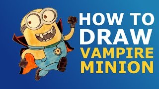 How to draw Halloween Vampire minion from Minion rush easy step by step video for beginners