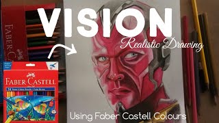 VISION |Vision Avengers Drawing|Faber Castell Water Colou|Realistic drawing with cheap colours | Zhc