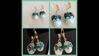 Quick and Easy to Beaded Earrings DIY Beading Tutorial / Bicone / Marble Bead / Superduo  #158