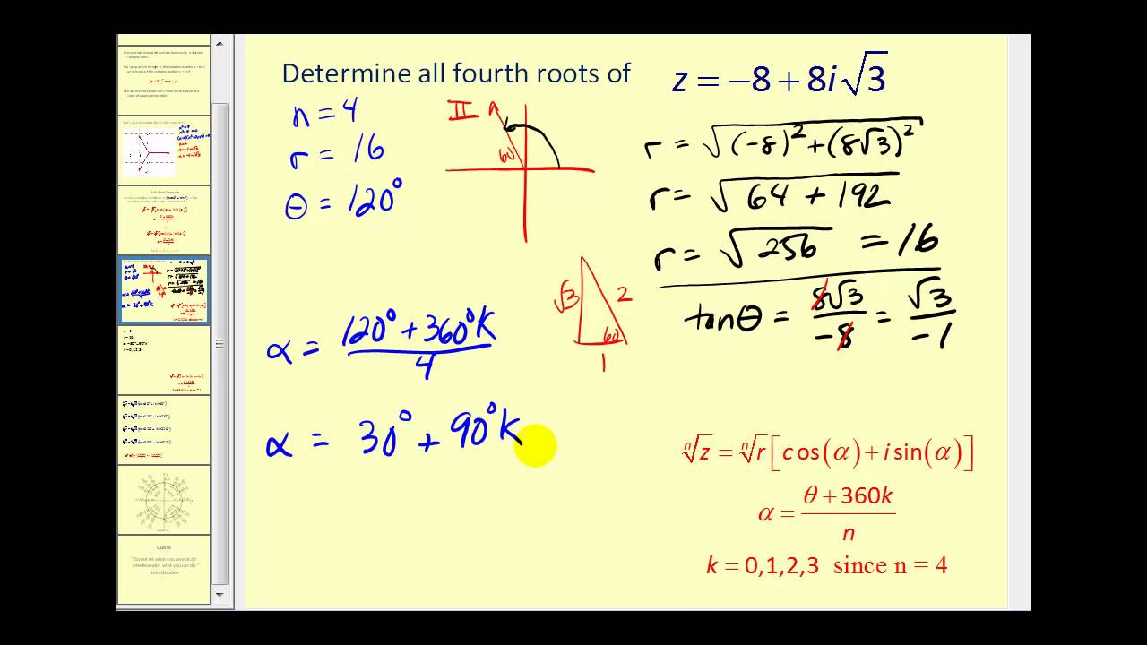 Formula trigonometrica de un numero complejo