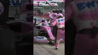 LANCE STROLL HITTING A MECHANIC IN THE PITLANE