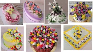 Decorating 7 SPRING Cakes! With Italian meringue cream! Simple and fast! In detail!