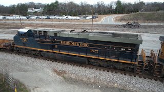 The B&O Heritage Unit at Tilford and the Trestle, Amtrak 19 and a CSX Ethanol with BNSF Power