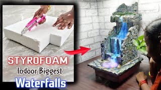 Amazing Homemade Indoor Tabletop Biggest Waterfalls Using Styrofoam | Very Big Indoor Waterfalls