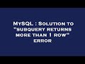 MySQL : Solution to 