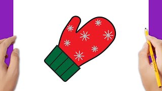 Christmas drawing: How to draw a Christmas glove easy