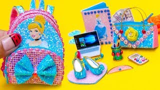 DIY Miniature Cinderella School Supplies ~ Backpack, Glitter Notebook, Pencil Case