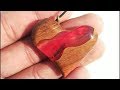 DIY Red river heart pendant necklace from epoxy resin and wood