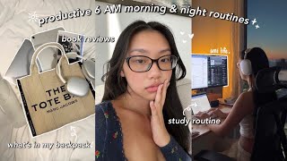 STUDY VLOG | 6AM PRODUCTIVE MORNING ROUTINE + DAY IN MY LIFE 📓 whats in my backpack & book reviews