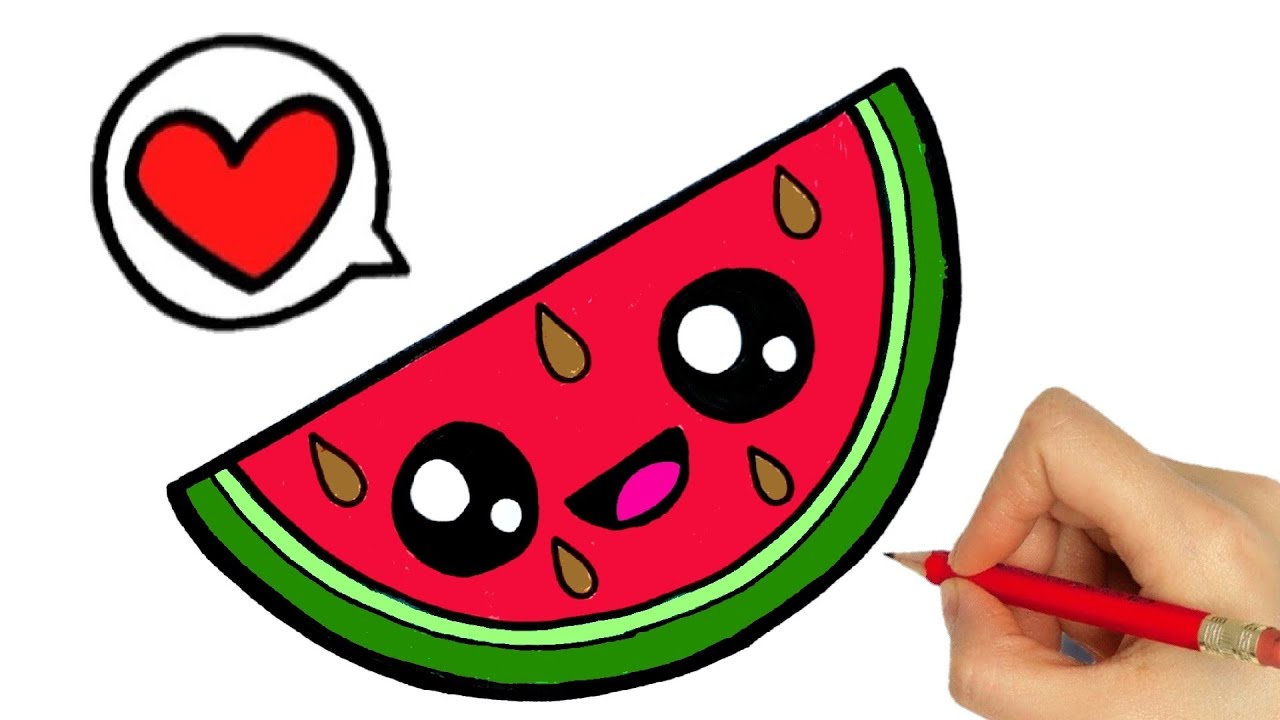How To Draw Draw A Cute Watermelon Easy Happy Drawings