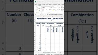 Permutation and Combination in Excel