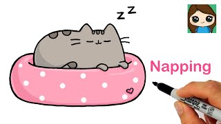 How to Draw Napping Pusheen | Sleeping Cat