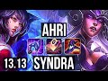 AHRI vs SYNDRA (MID) | 9.8M mastery, 4800+ games, 8/2/6, Dominating | NA Master | 13.13