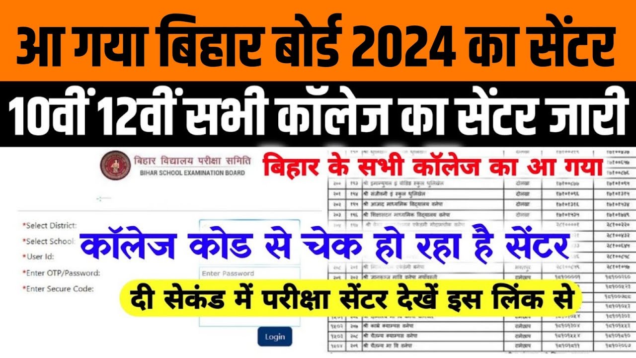 Bihar Board Exam 2024 Center List | 10th 12th Exam Center List 2024 ...