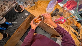 POV - Barista Multitasking on Sunny Saturday