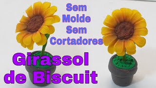 Como Fazer um GIRASSOL de Biscuit! (Sem moldes ou cortantes)