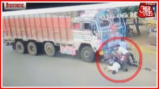 Watch: Shocking Video Of Bike Getting Rammed By Truck In Hyderabad, Telangana