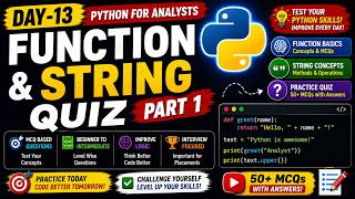 Day-13 | Function & String Quiz Part 1 | Python Quiz for Beginners | Python Interview Questions