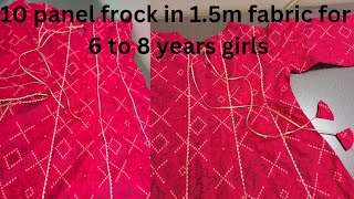 10 panel frock in 1.5 meter fabric// cutting and stitching // easy to stitch / lawn dress design