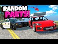 CARS with RANDOM TERRIBLE PARTS vs POLICE CHASES in BeamNG Drive Mods!