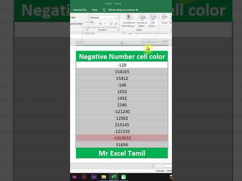 How to Highlight Negative Numbers in Excel with Red Cell Background Tutorial in Tamil