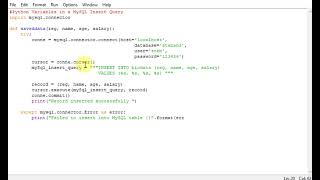 Python Variables in a MySQL Insert Query