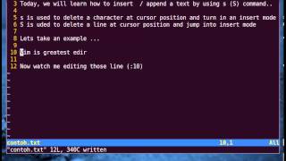 Vim Tutorial - Insert / Append Text (Part 2)