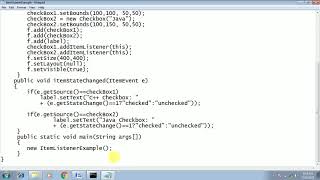 JAVA CH 10 AWT EVENTS LISTENER ADAPTOR WITH EXAMPLE CHECKBOX