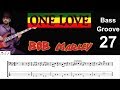 ONE LOVE (Bob Marley) How to Play Bass Groove Cover with Score & Tab Lesson