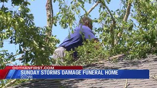 Funeral home damaged by storm